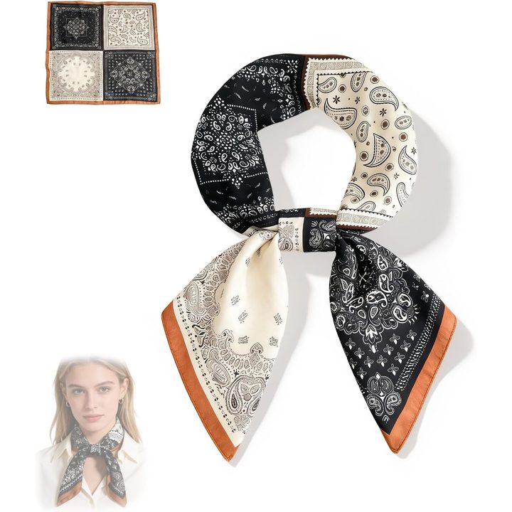 Square mulberry silk scarf with a paisley print